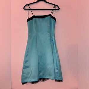 Vintage Y2K Turquoise with Black Bow Seductions Dress